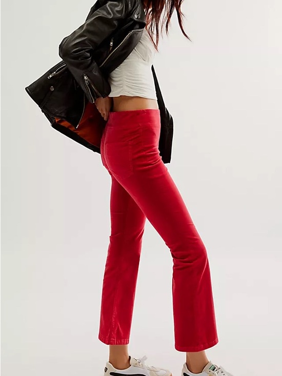 Free People Pants - In My Feelings Velvet Crop Slim Flare Pants